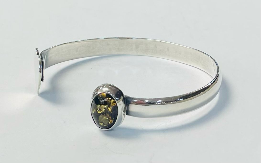 BRAZALETE CON AMBAR EN PLATA LEY 925