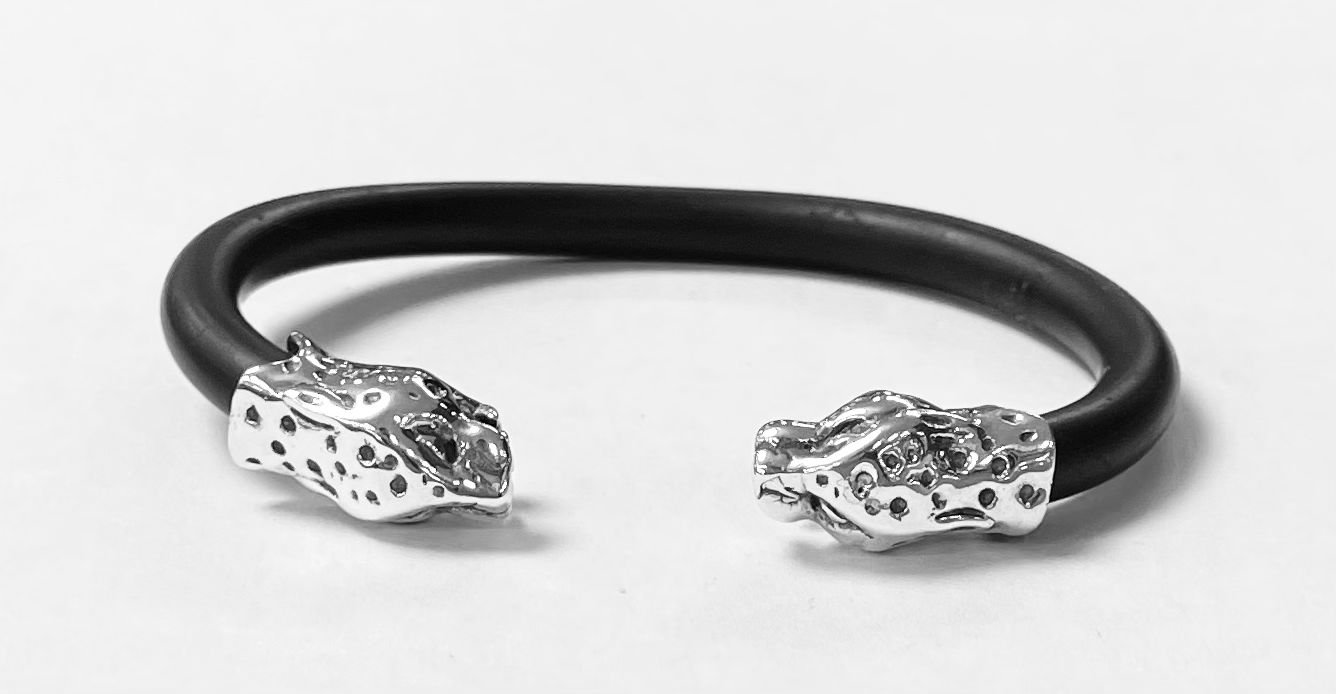 BRAZALETE EN PLATA LEY 925 CON CAUCHO