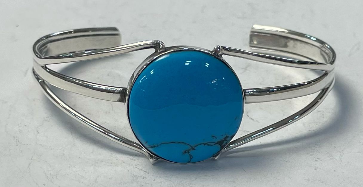 BRAZALETE CON TURQUESA EN PLATA LEY 925
