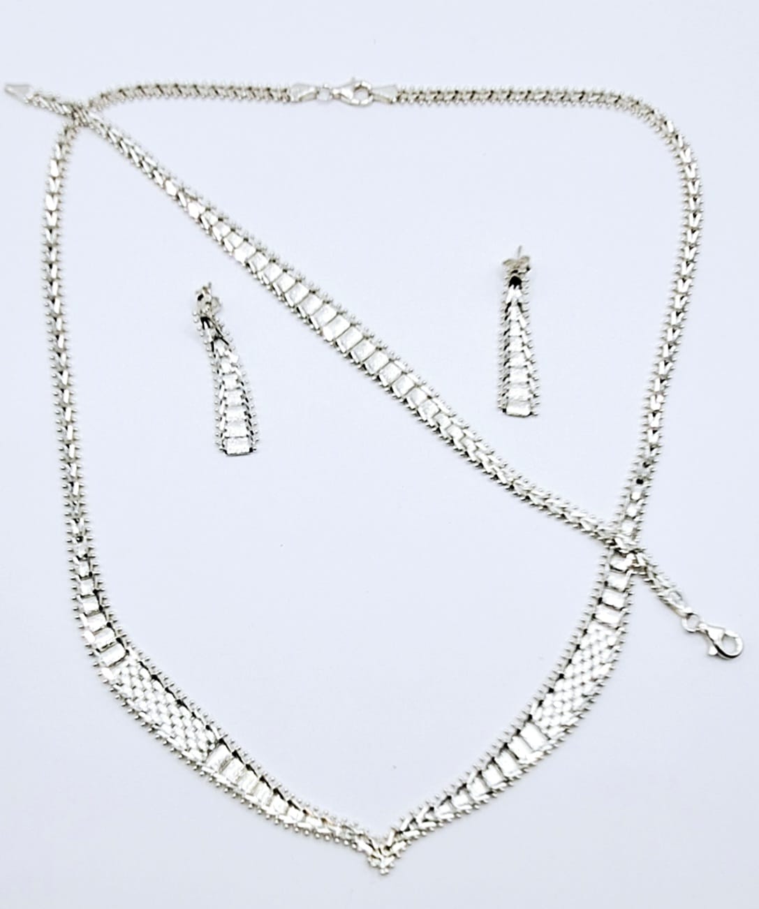 SET DE COLLAR DIAMANTANTADO EN PLATA LEY 925