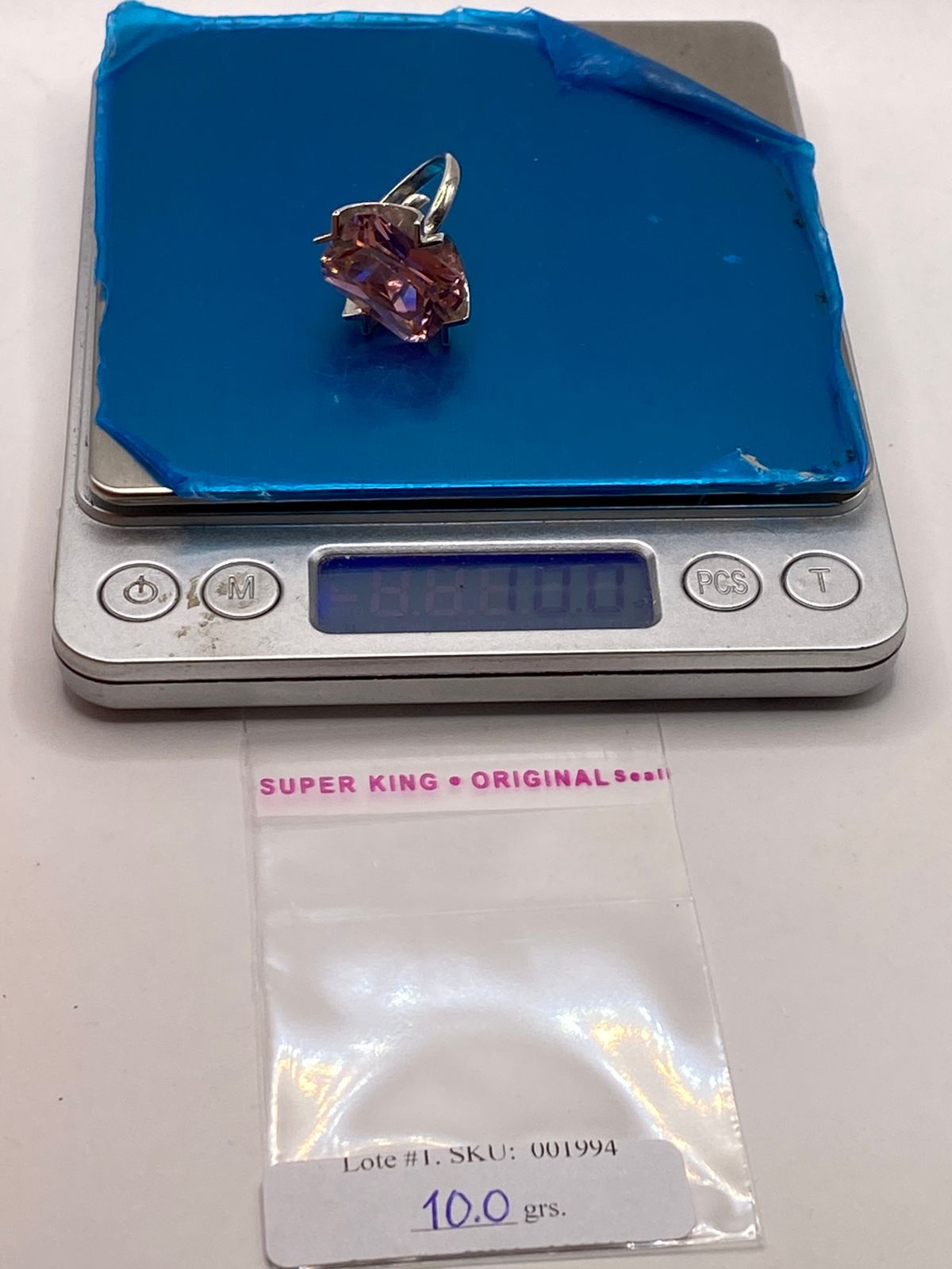 Anillo Ajustable de Plata Ley 925 con Zirconia Rosa DiseƱo Escultural