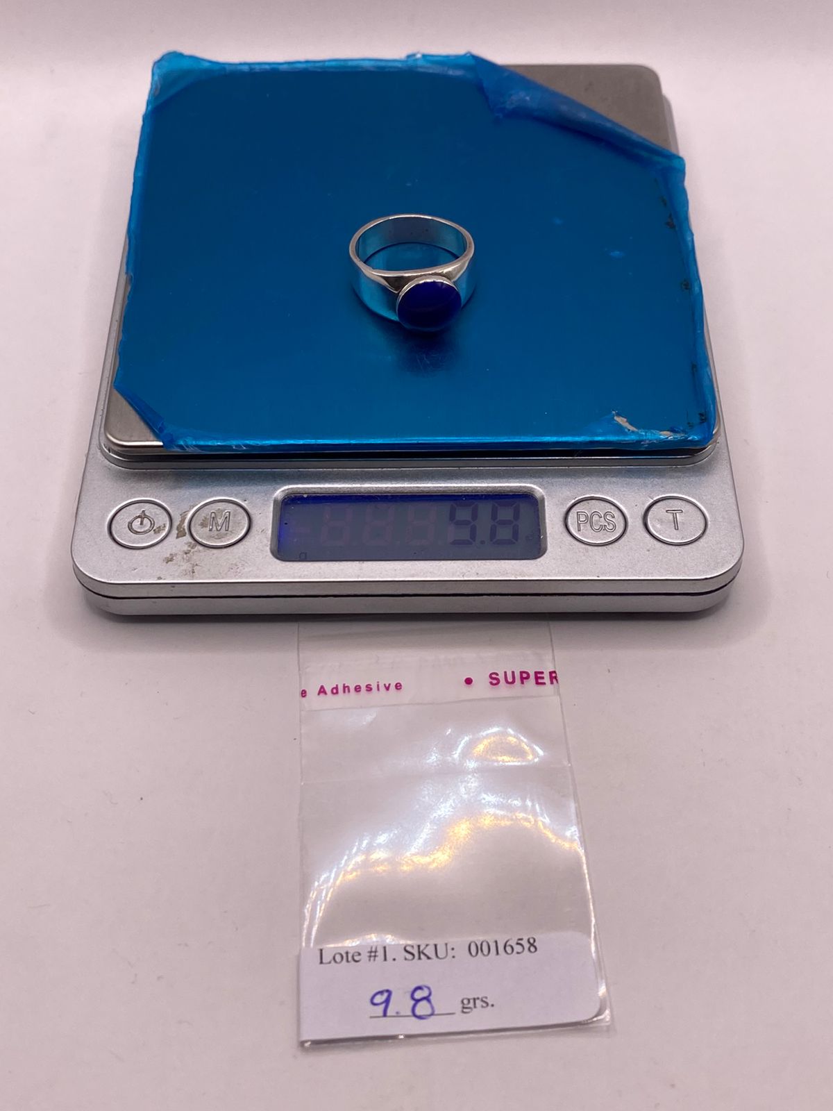 ANILLO DE PLATA LEY 925 CON ÁGATA AZUL