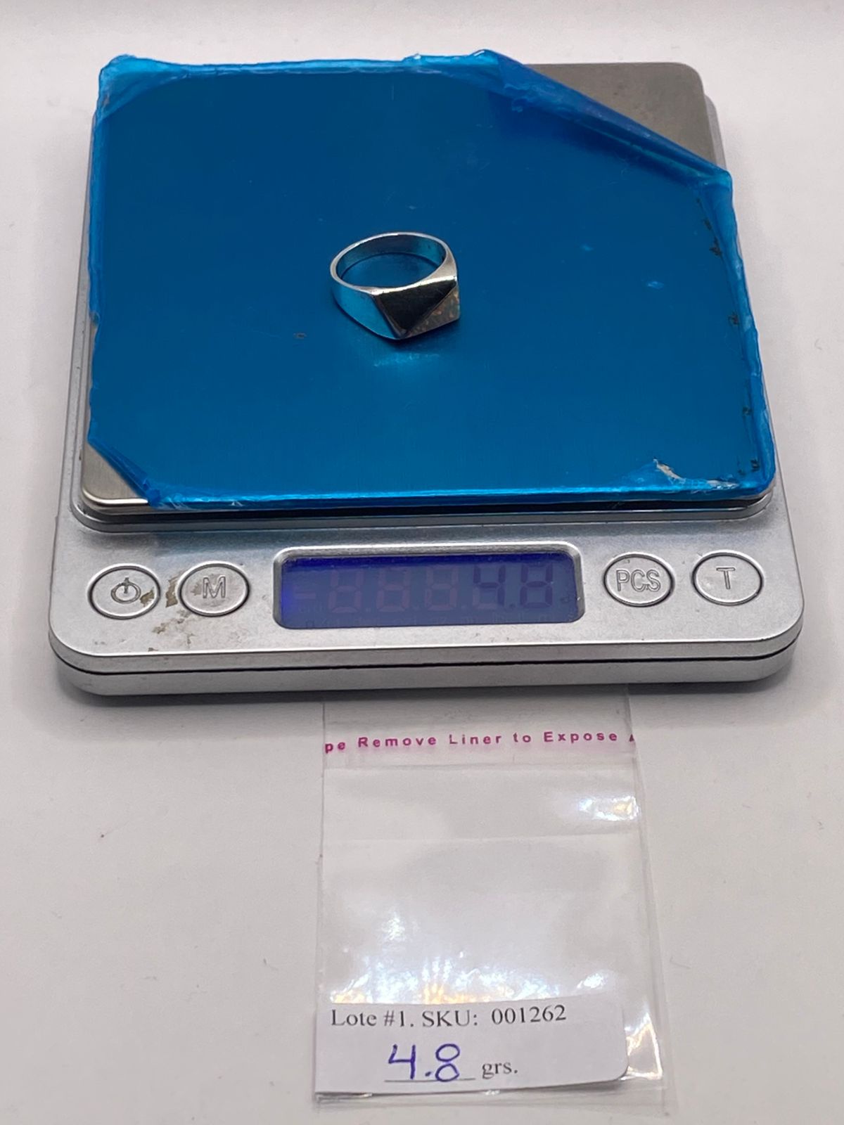 ANILLO DE PLATA LEY 950 CON ÓPALO DE FUEGO GEOMÉTRICO