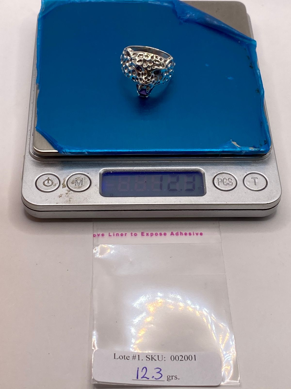 Anillo de Plata 925 Jaguar con Zirconias Moradas
