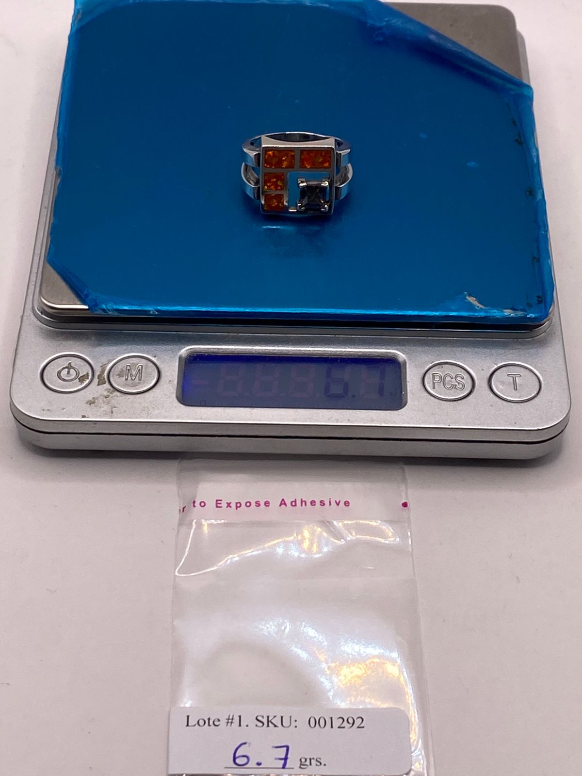 🔥 ANILLO DE PLATA .950 CON ÓPALO DE FUEGO Y ZIRCONIA MULTICOLOR DISEÑO GEOMÉTRICO