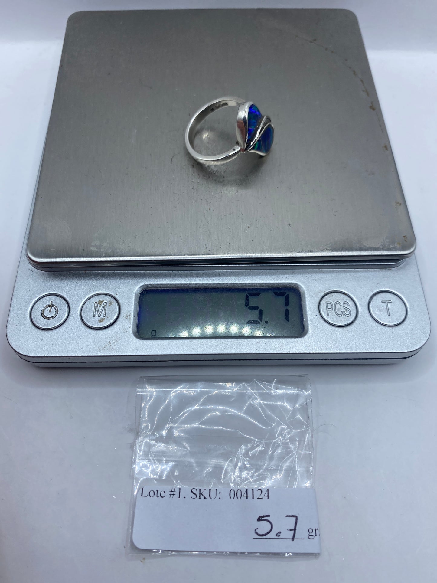 Anillo de Plata Ópalo de Fuego Azul — Diseño Moderno — foto 6