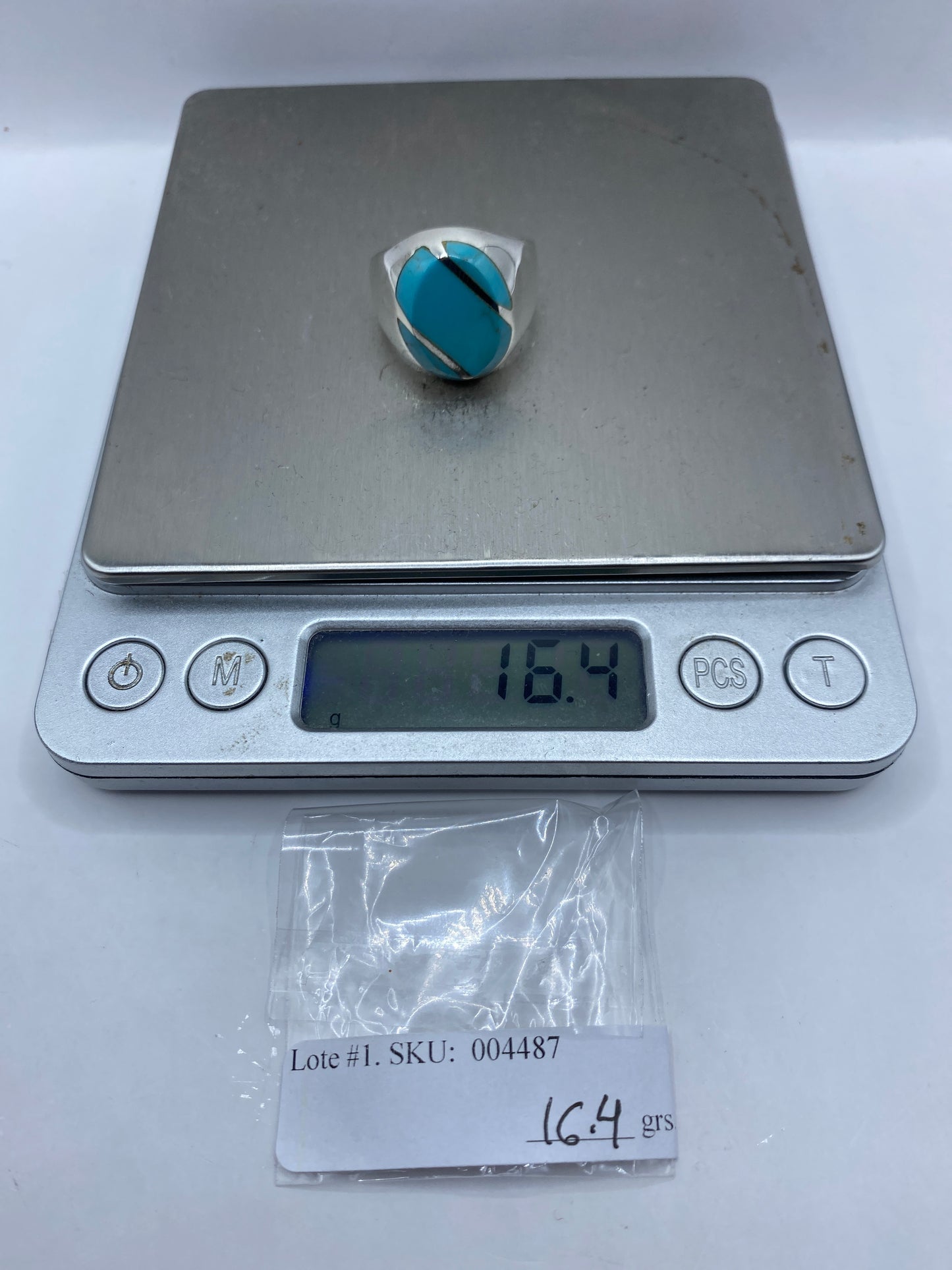 Anillo de Plata Turquesa Azul Cielo — Diseño Unisex Taxco — foto 6