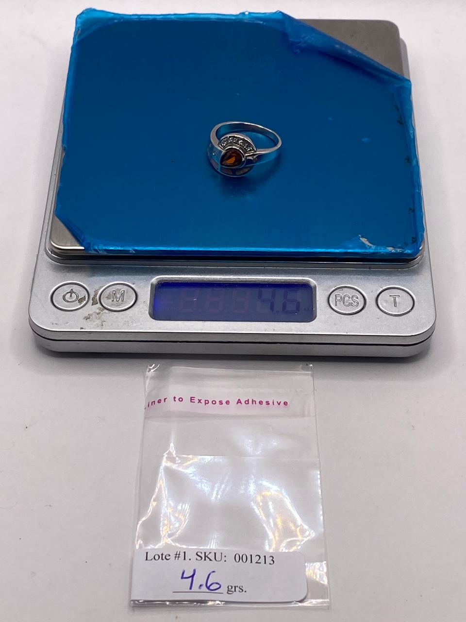 Anillo Diseño Curvo de Plata 925 con Ópalo de Fuego y Zirconia