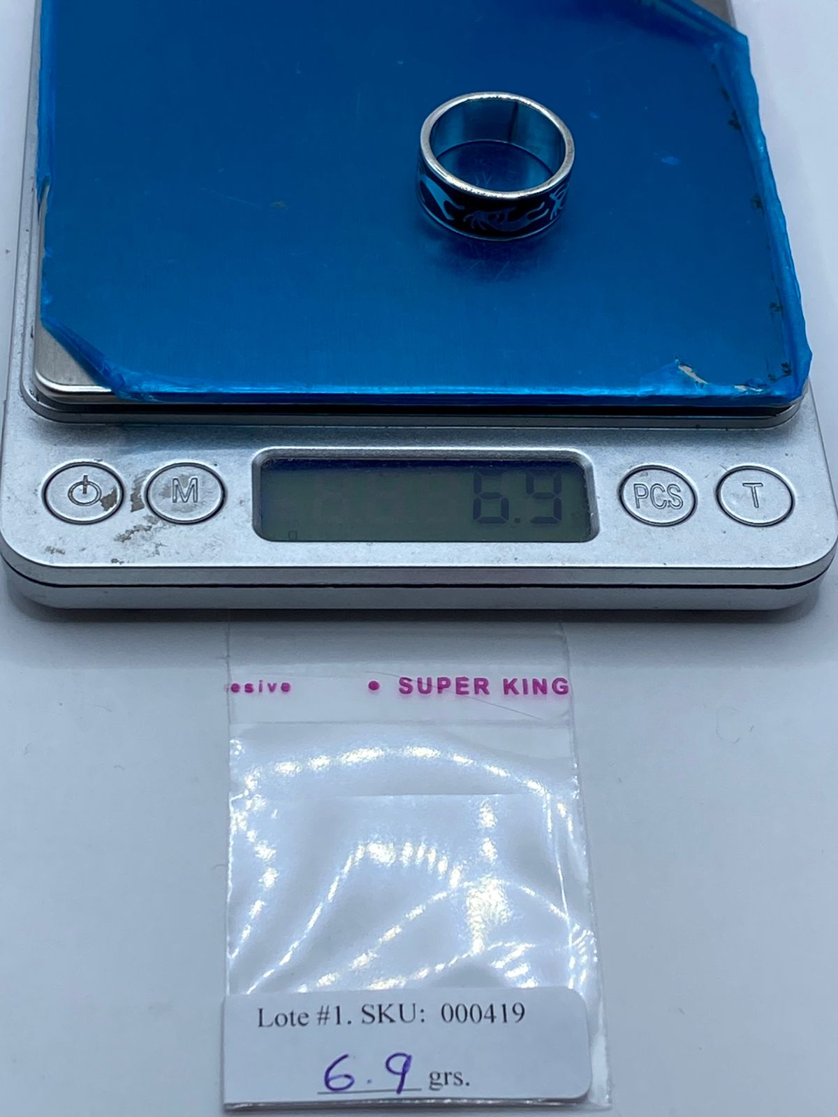 Anillo Escena Ancestral de Plata .925 con Obsidiana Negra