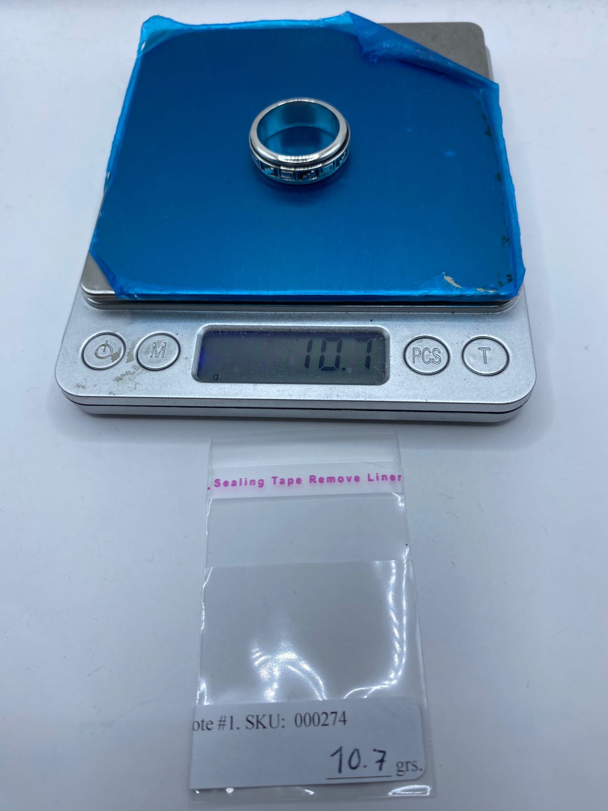 Anillo Giratorio de Plata 925 con Greca Prehispánica