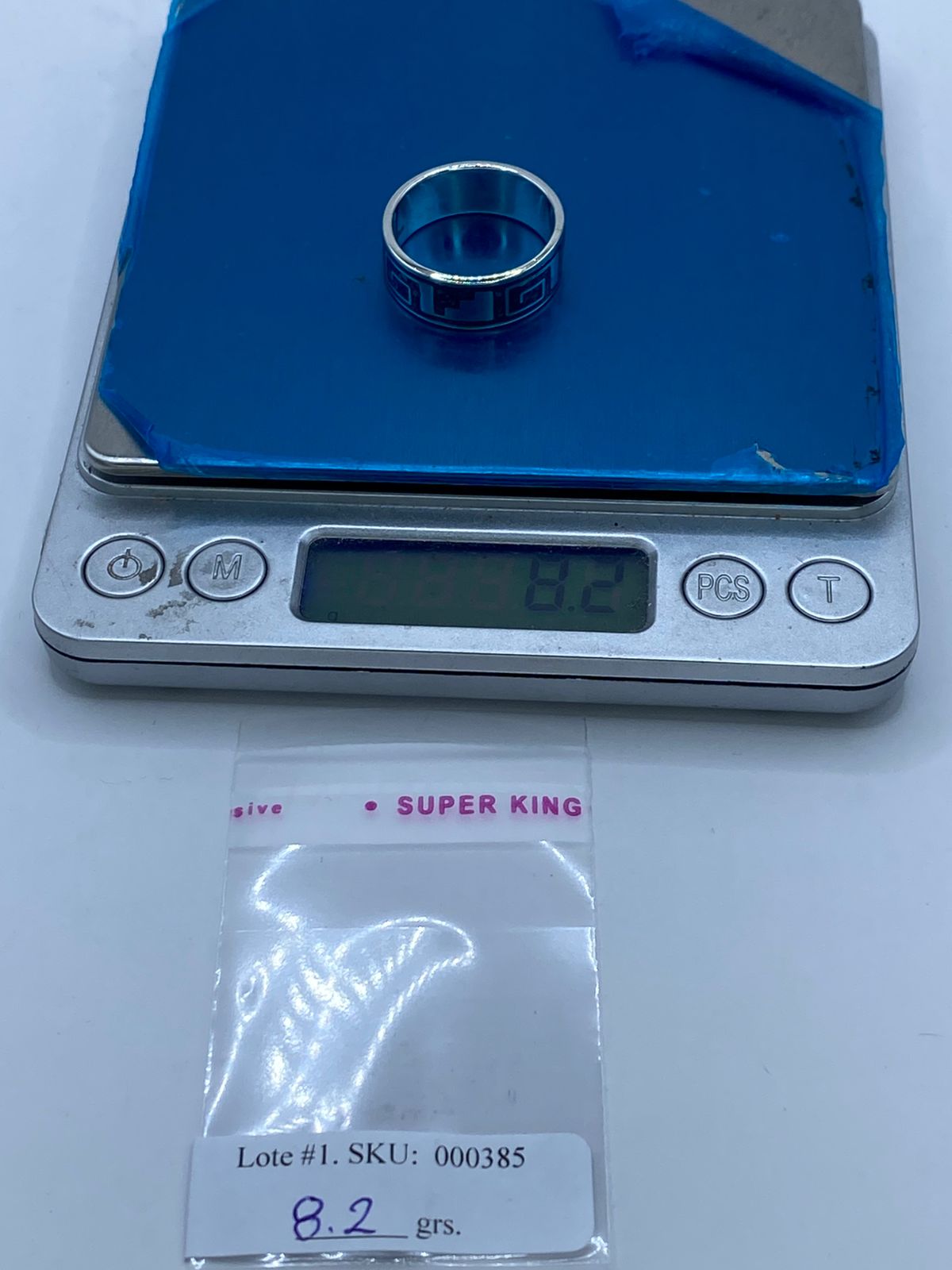 Anillo Greca Geométrica en Plata .925 con Turquesa Natural