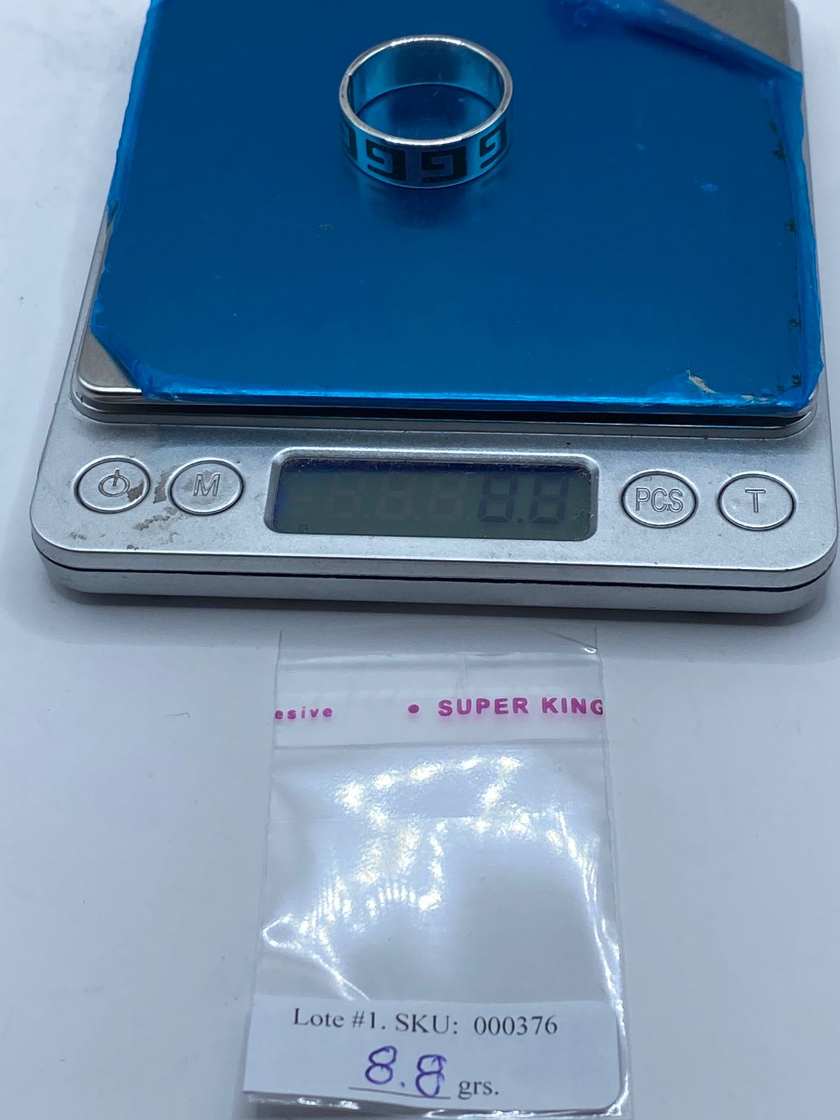 Anillo Greca Prehispánica en Plata .925 con Malaquita Natural