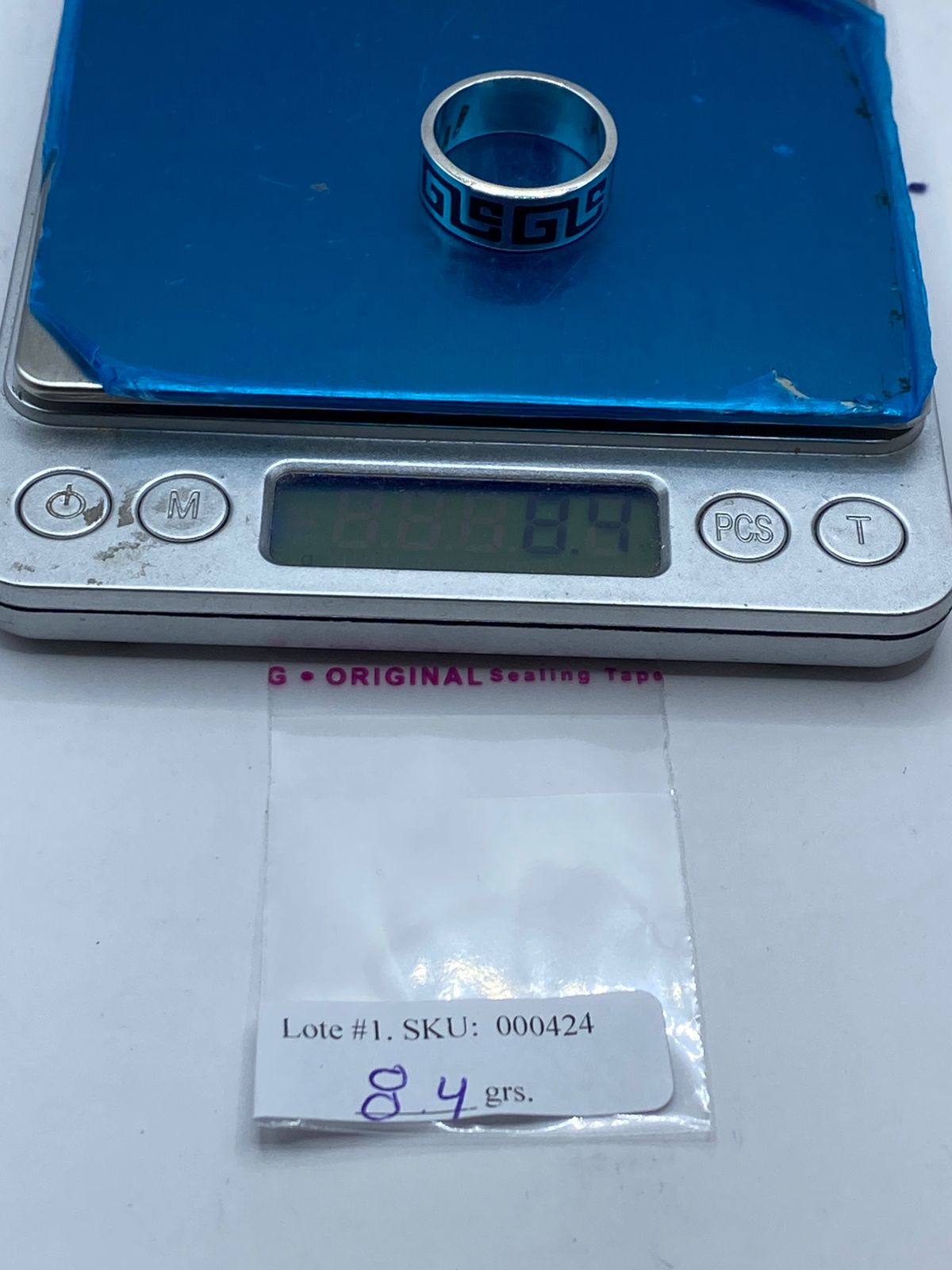 Anillo Greca Clásica en Plata .925 con Obsidiana