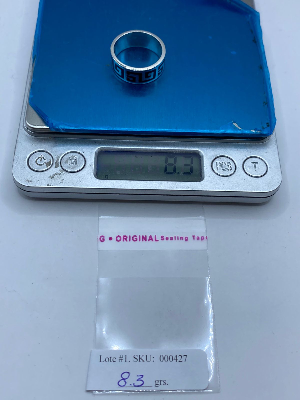 Anillo Greca Clásica en Plata .925 con Obsidiana