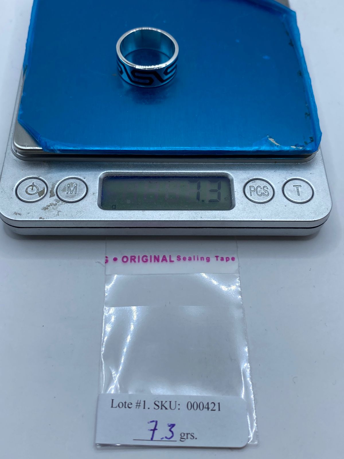 Anillo Greca Moderna en Plata .925 con Obsidiana