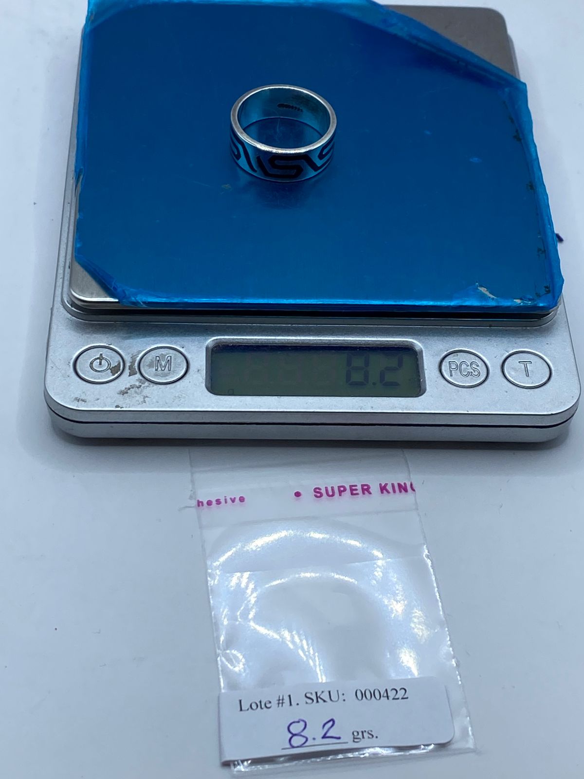 Anillo Greca Moderna en Plata .925 con Obsidiana