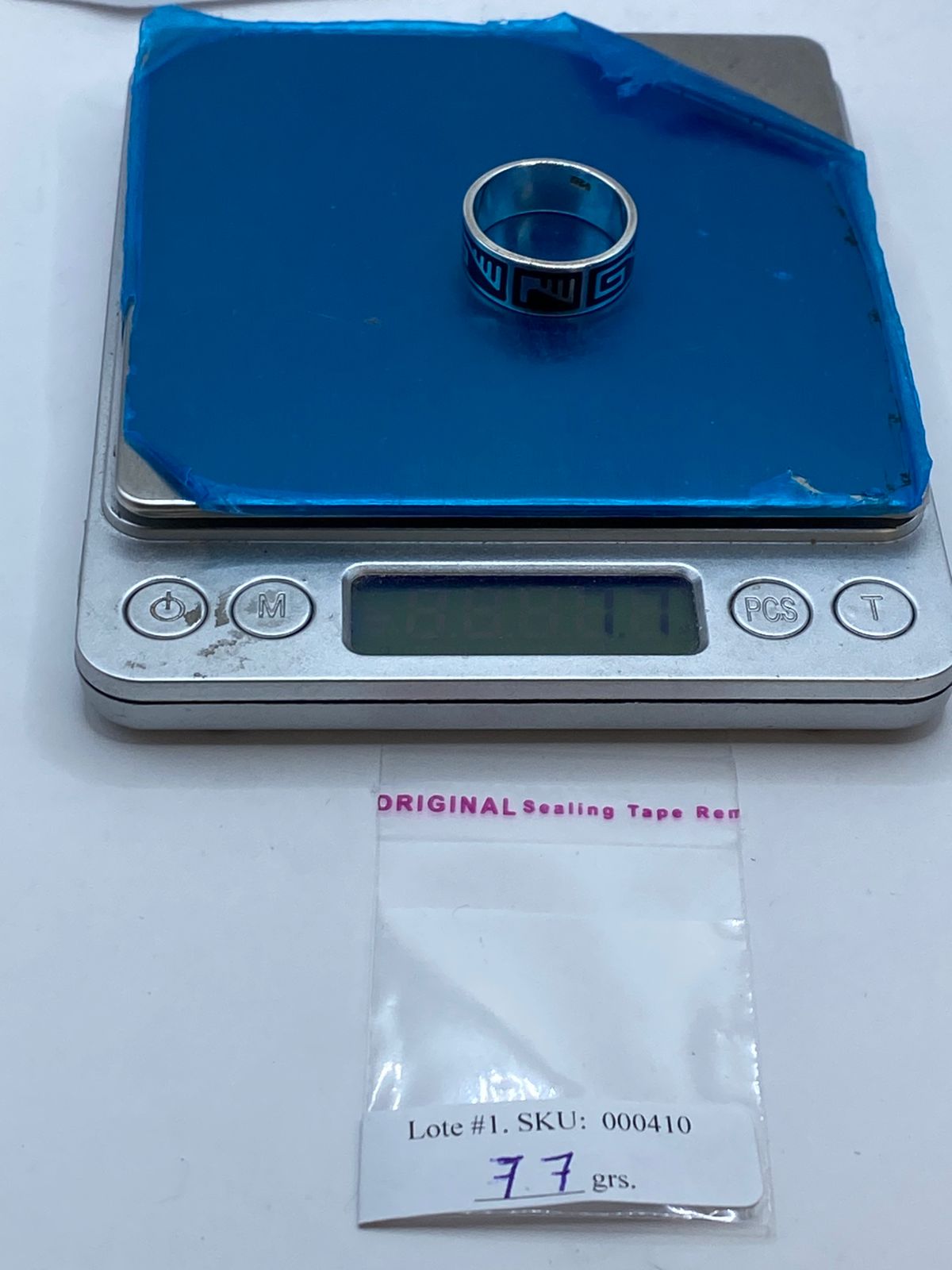 Anillo Greca Prehispánica de Plata .925