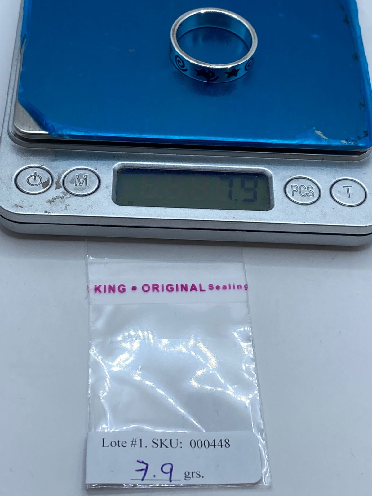 Anillo Malaquita con Diseño Estrellas y Espirales en Plata .925