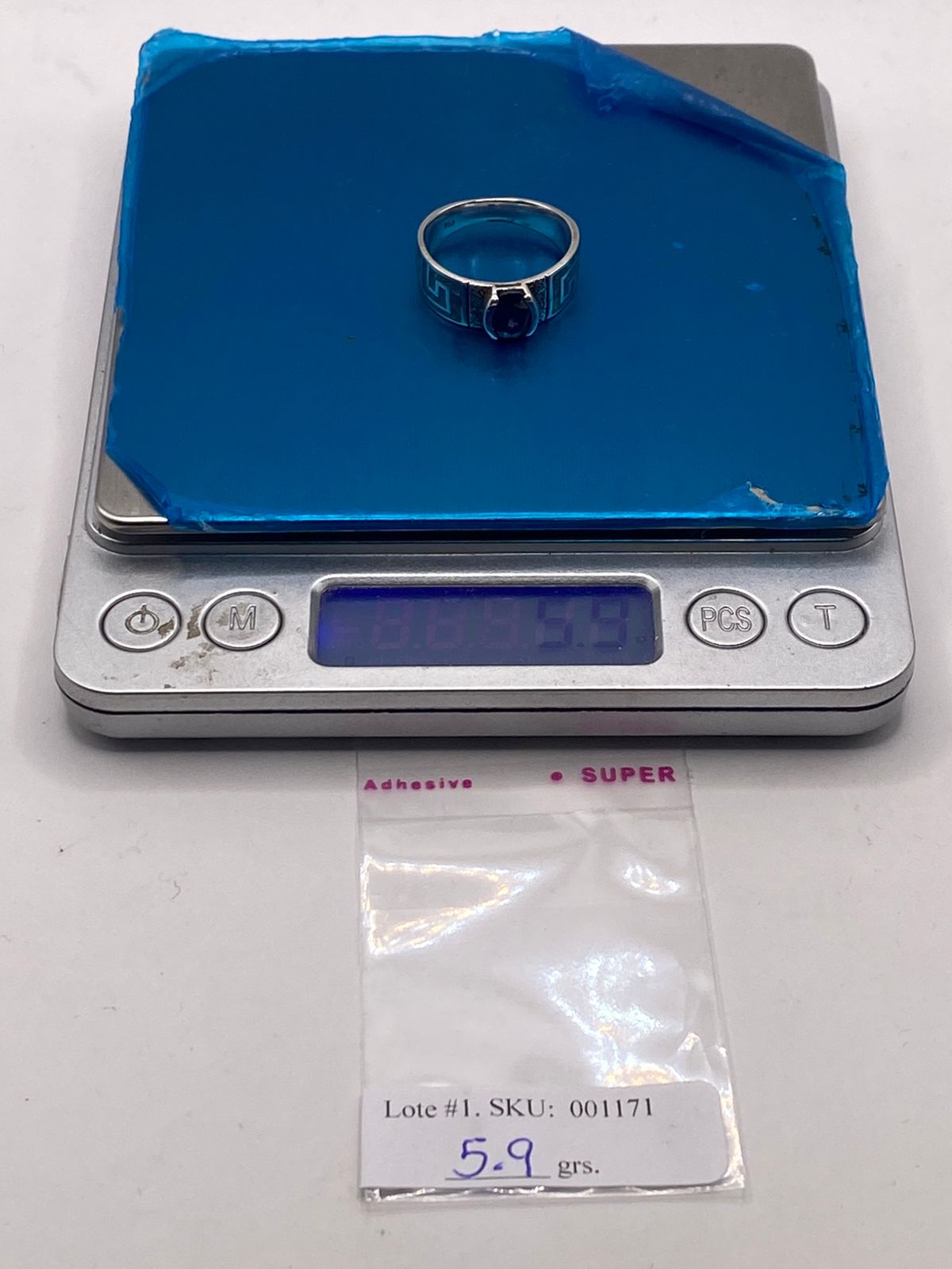 💍 Anillo de Plata 950 con Ópalo de Fuego y Zirconia Azul