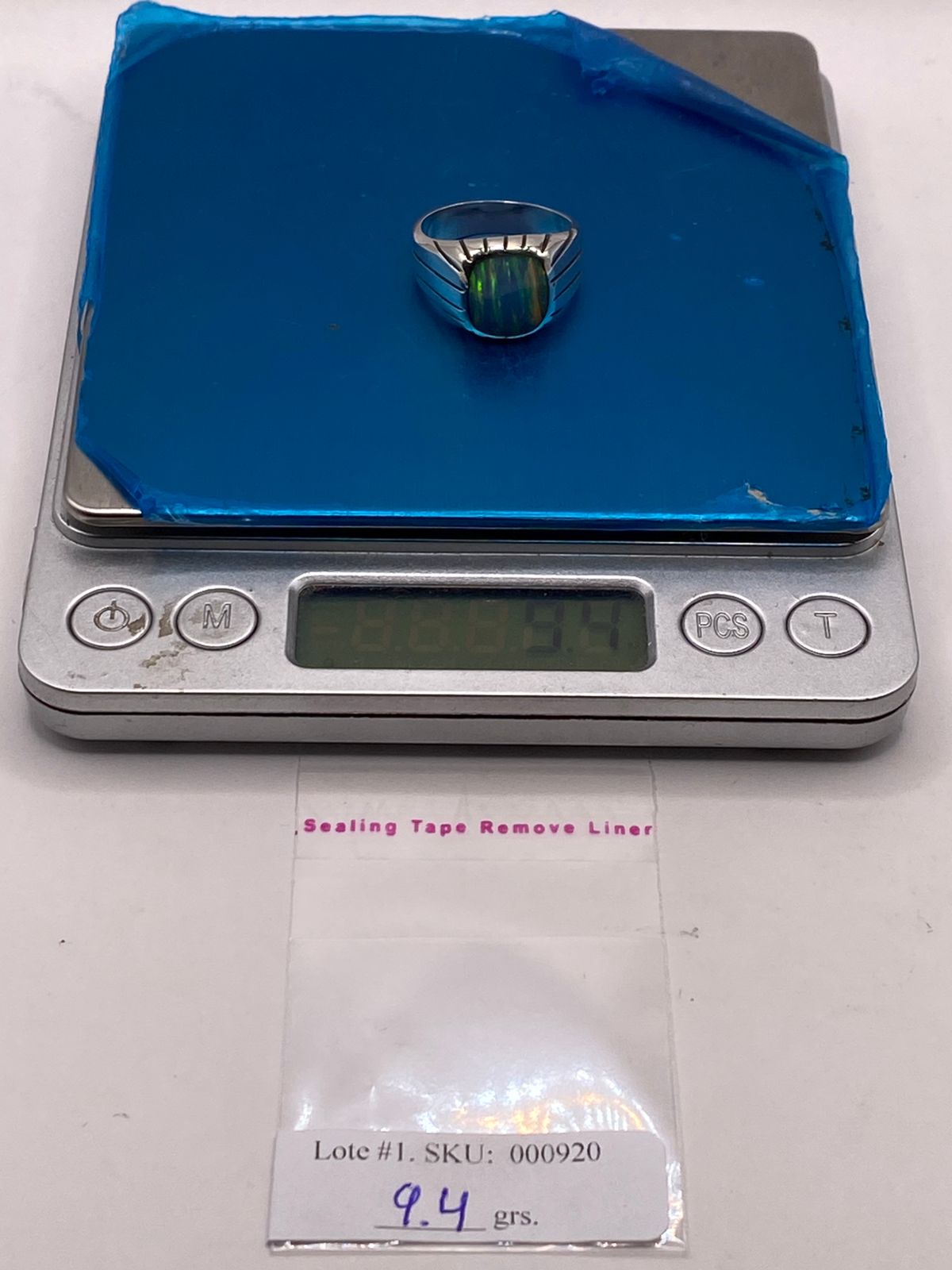 Anillo Plata Ley 925 con Ópalo de Fuego Diseño Moderno con Incrustación