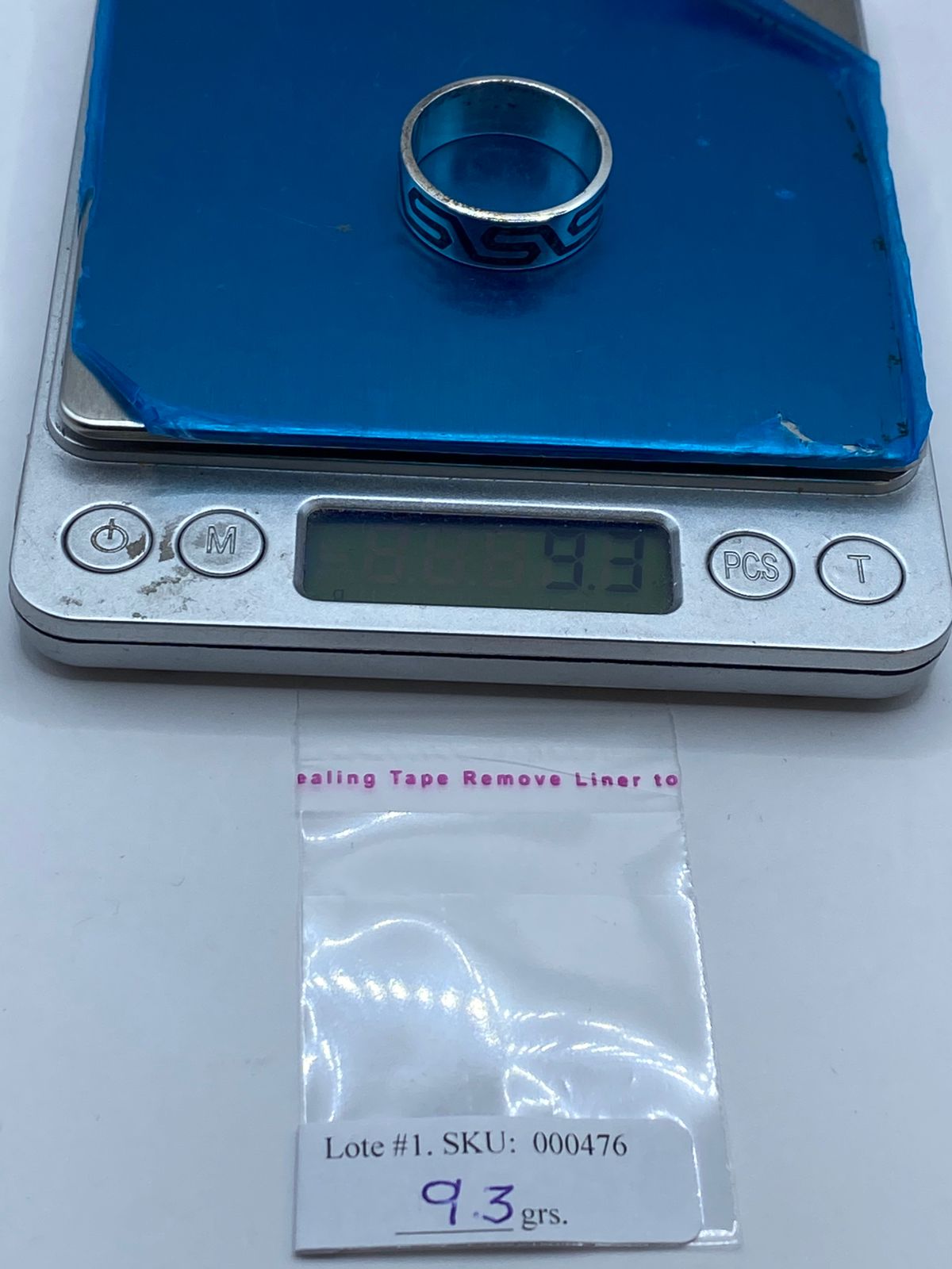 Anillo de Turquesa con Greca Geométrica en Plata .925