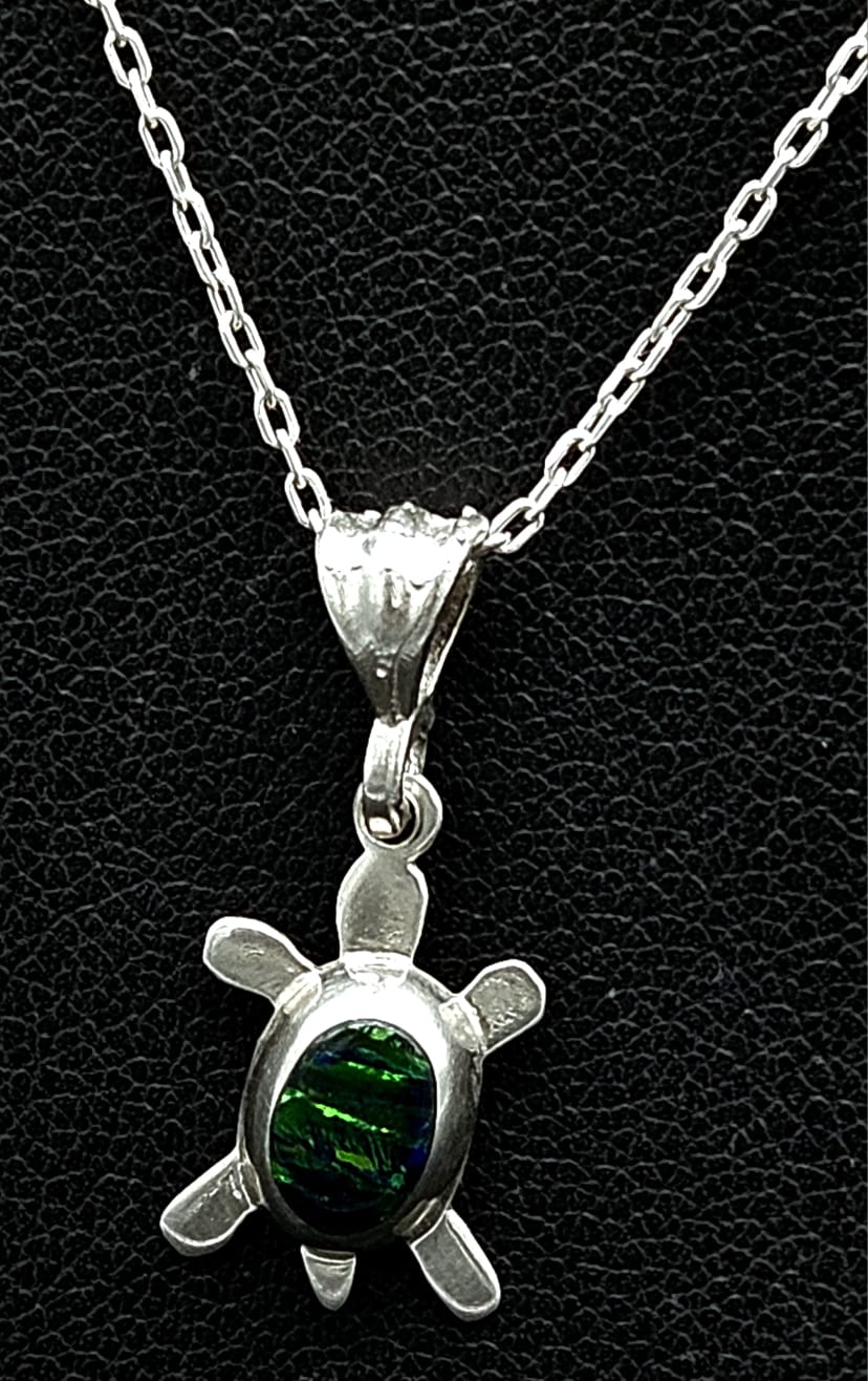 DIJE PLATA LEY 925 TORTUGA OPALO