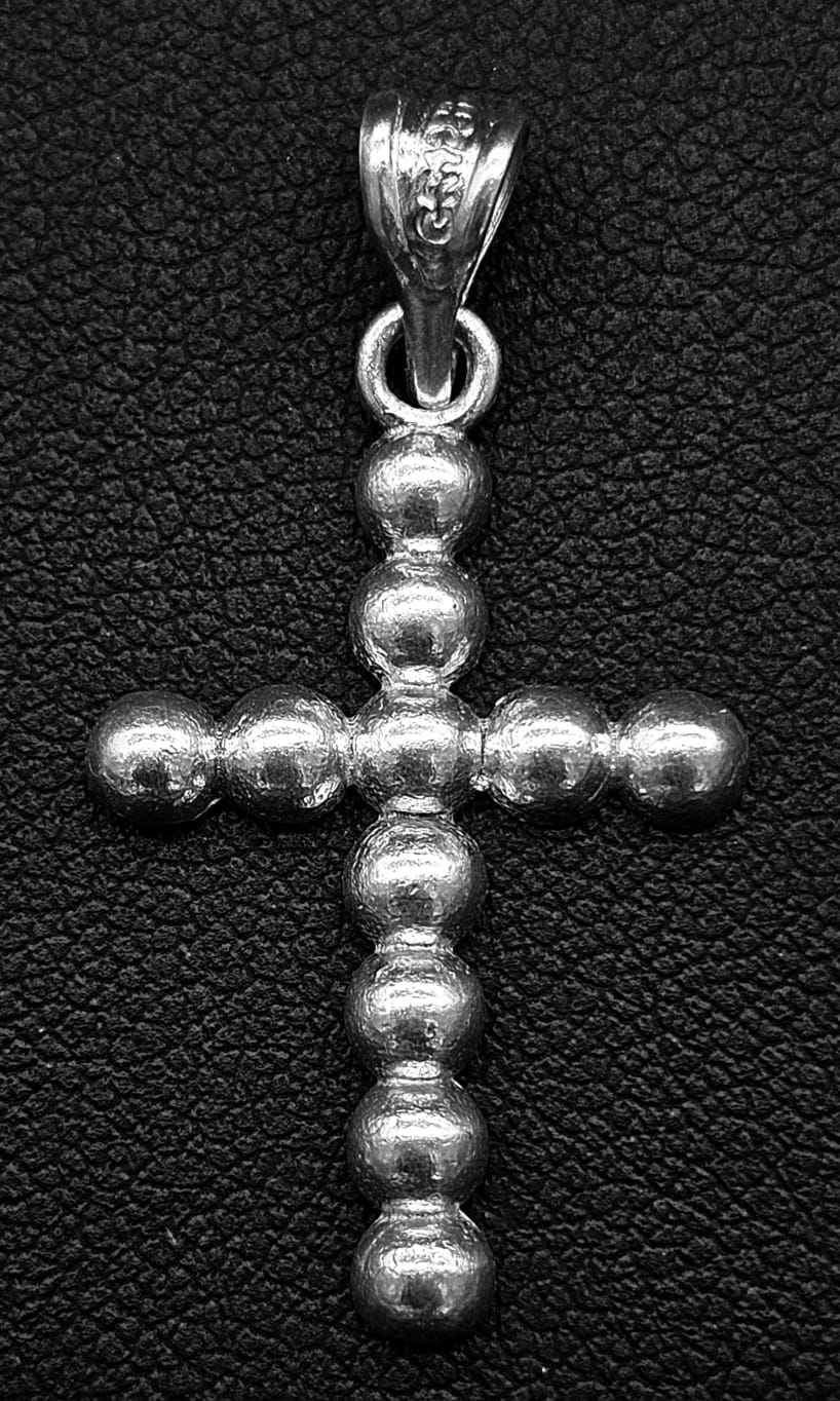 DIJE PLATA LEY 925, CRUZ DE BOLITAS