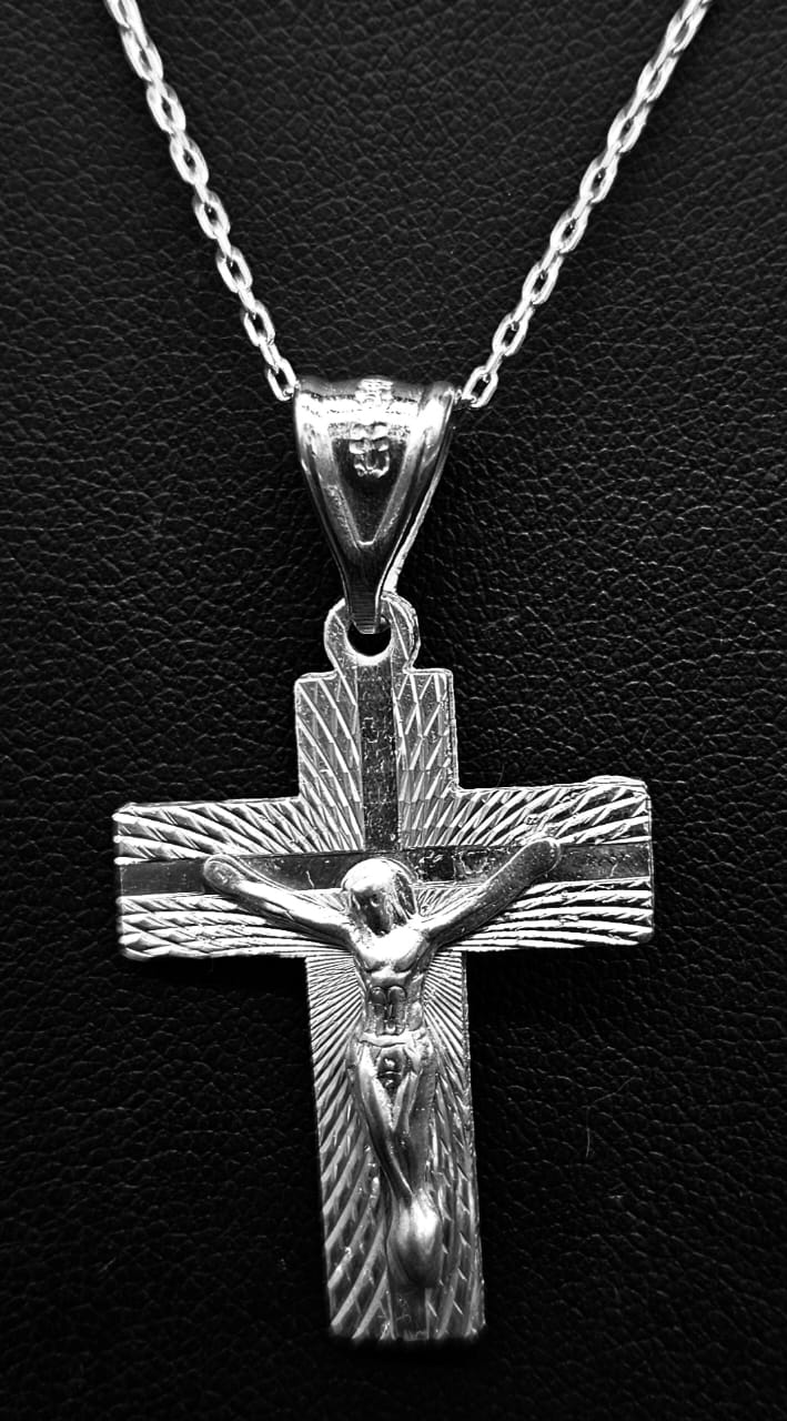 DIJE PLATA LEY 925, CRUZ DIAMANTADA