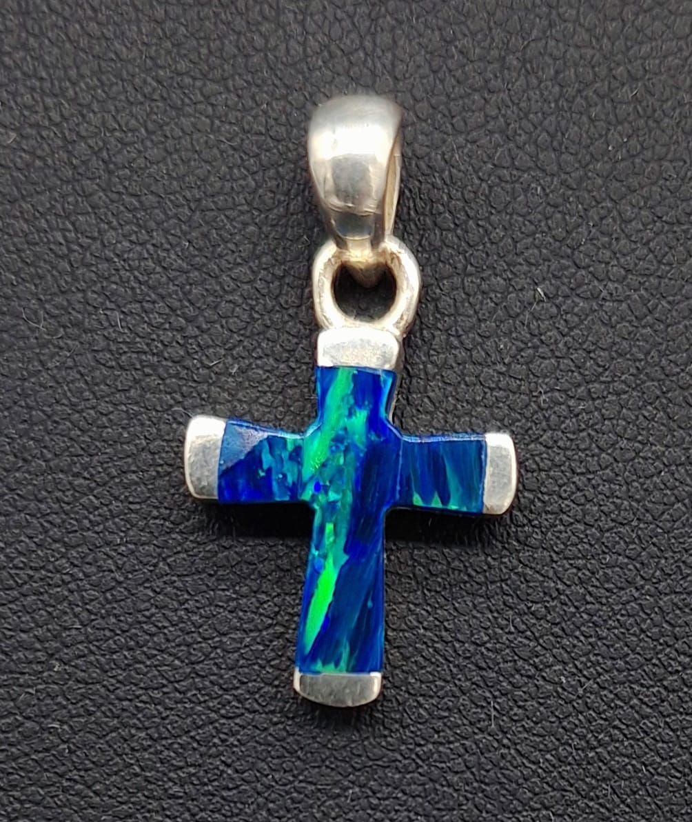 DIJE PLATA LEY 950, CON OPALO AZUL