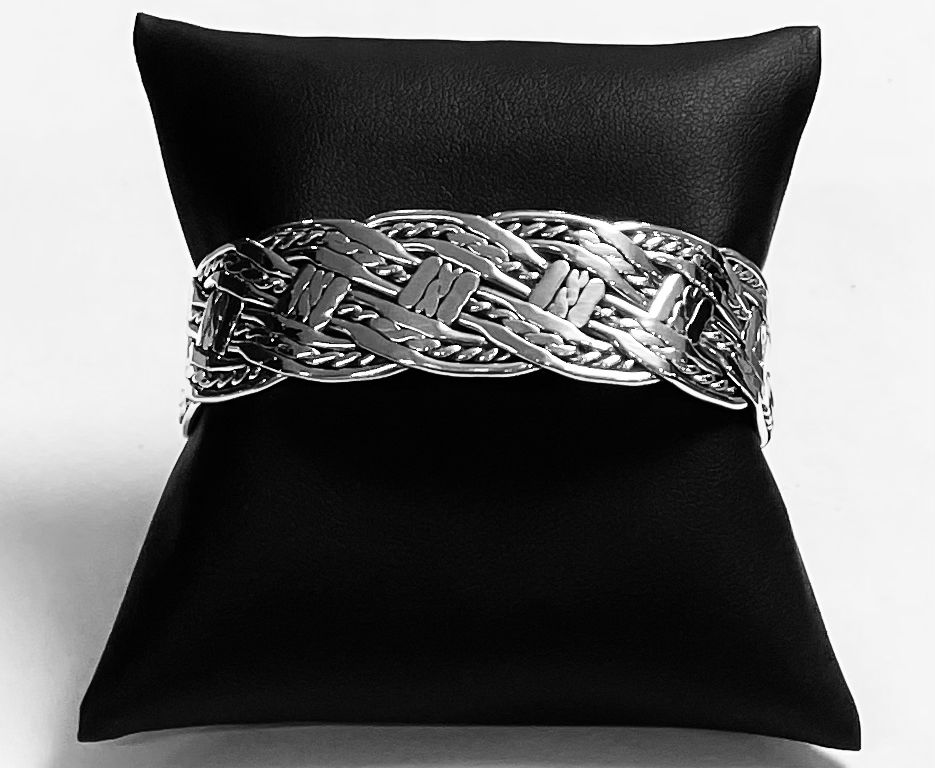 BRAZALETE TEJIDO EN PLATA LEY 925