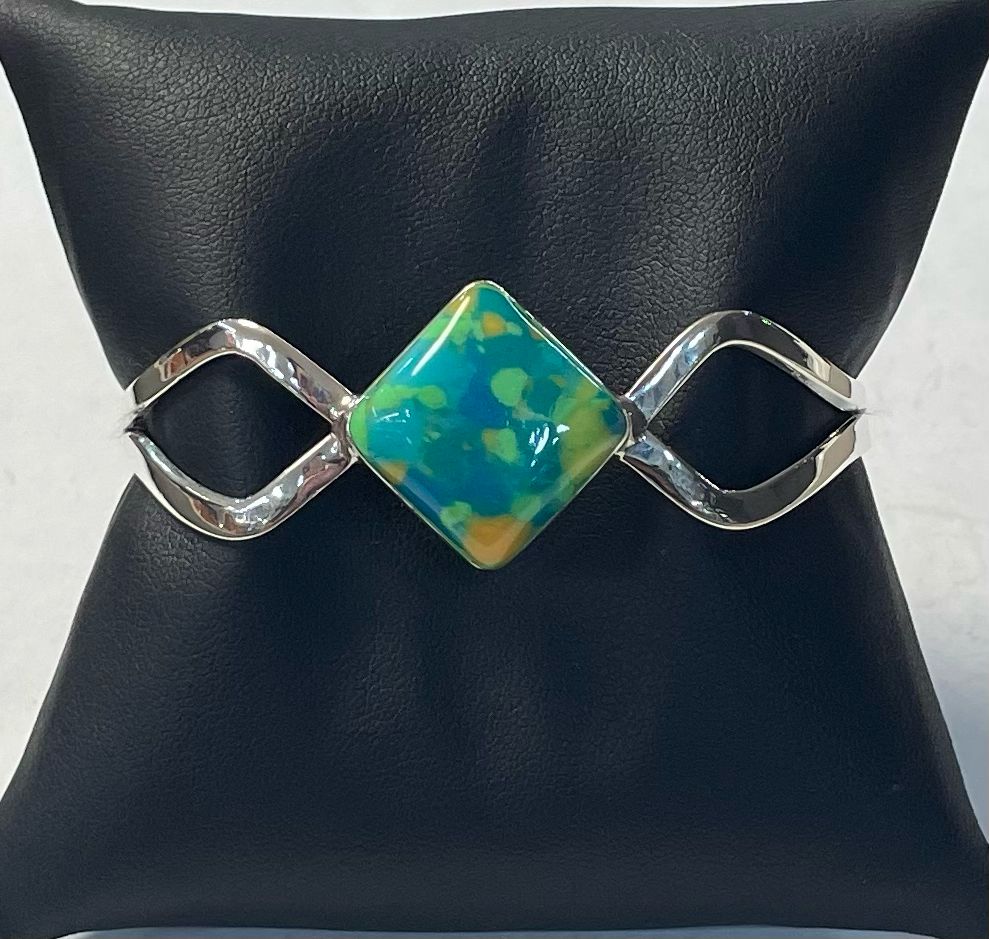 BRAZALETE CON TURQUESA EN PLATA LEY 925
