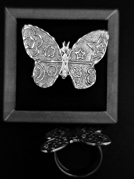 ANILLO PLATA LEY 925 , MARIPOSA