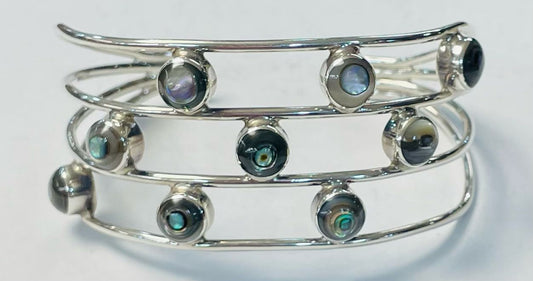 BRAZALETE CON CONCHA DE ABULON EN PLATA LEY 925