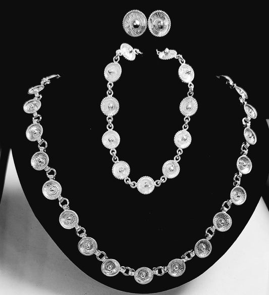 SET DE COLLAR SOMBRERO MEXICANO  EN PLATA LEY 925