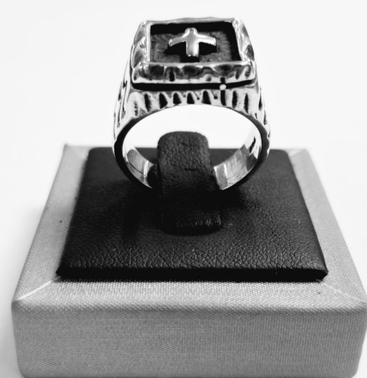 ANILLO CRUZ EN PLATA LEY  950
