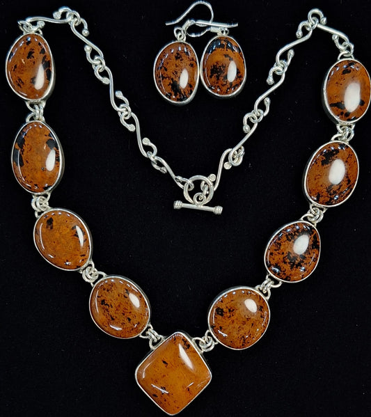 SET DE COLLAR CON INCRUSTACIONES DE ÁGATA EN PLATA LEY 950