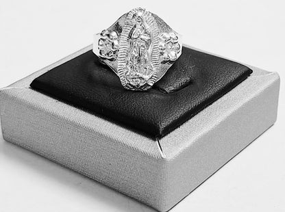 Anillo Diamantada Virgen de Guadalupe en Plata 925