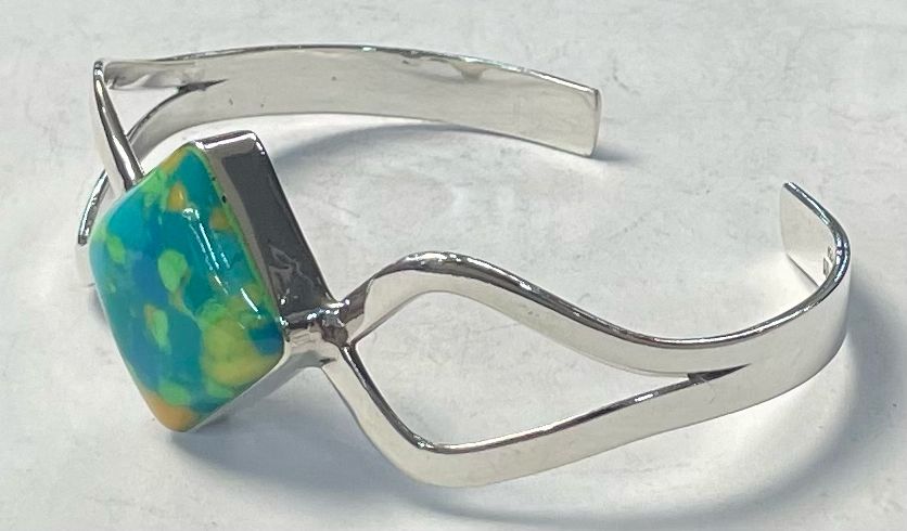BRAZALETE CON TURQUESA EN PLATA LEY 925