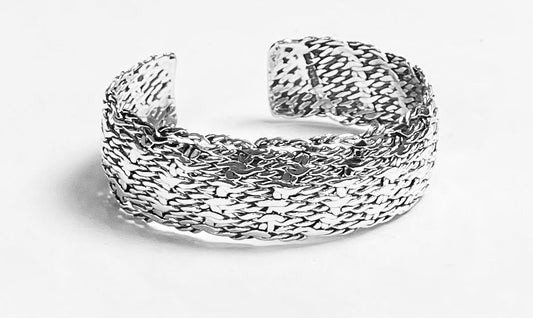 BRAZALETE TEJIDO  EN PLATA LEY 925