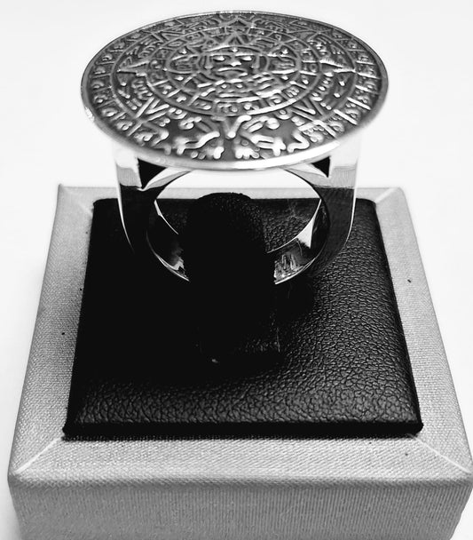 ANILLO CALENDARIO AZTECA EN PLATA LEY 925