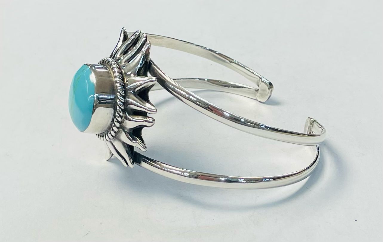 BRAZALETE CON TURQUESA  EN PLATA LEY 925