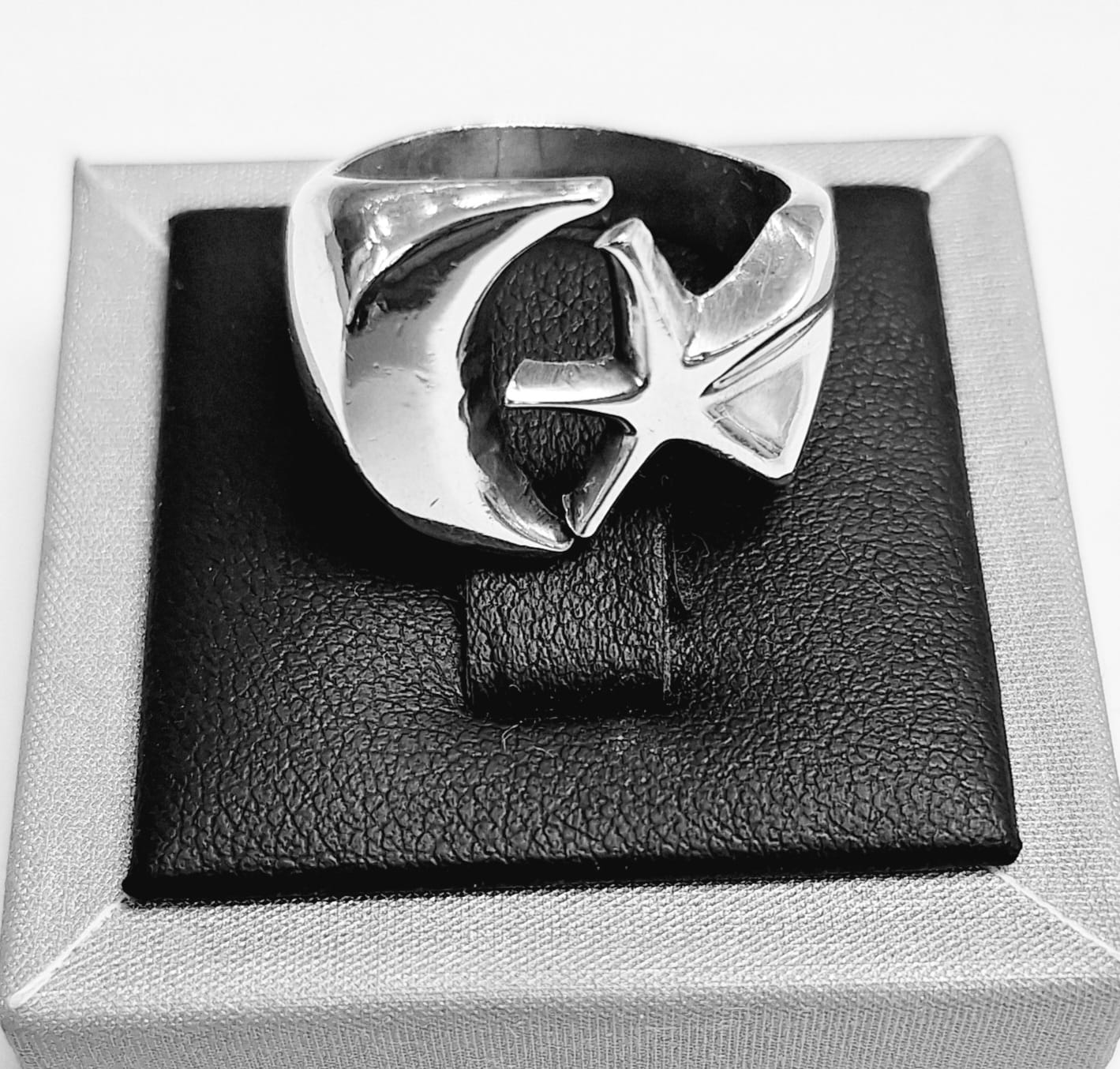 ANILLO ESTRELLA Y LUNA, PLATA LEY 925