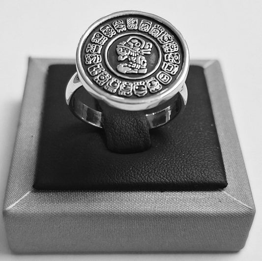 ANILLO CALENDARIO MAYA EN PLATA LEY 950