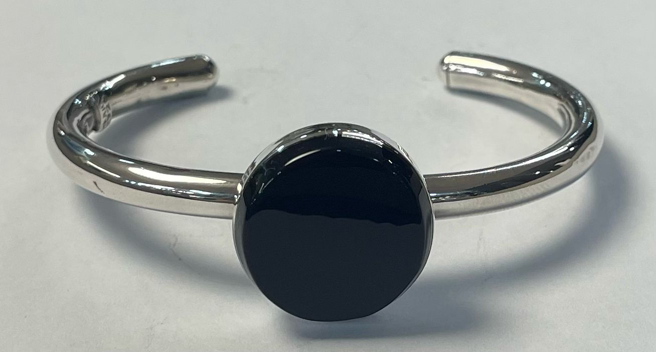 BRAZALETE CON OBSIDIANA EN PLATA LEY 925