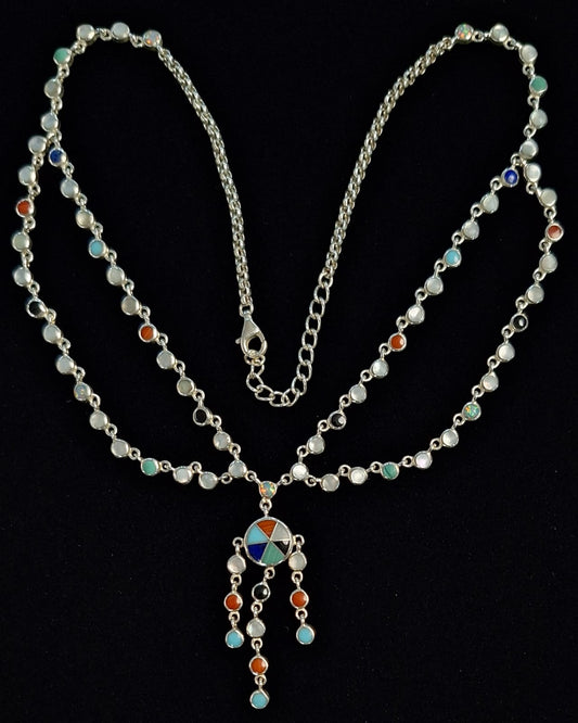 COLLAR CON INCRUSTACIONES DE  PIEDRA EN PLATA LEY 925
