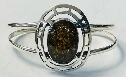 BRAZALETE CON AMBAR  EN PLATA LEY 925