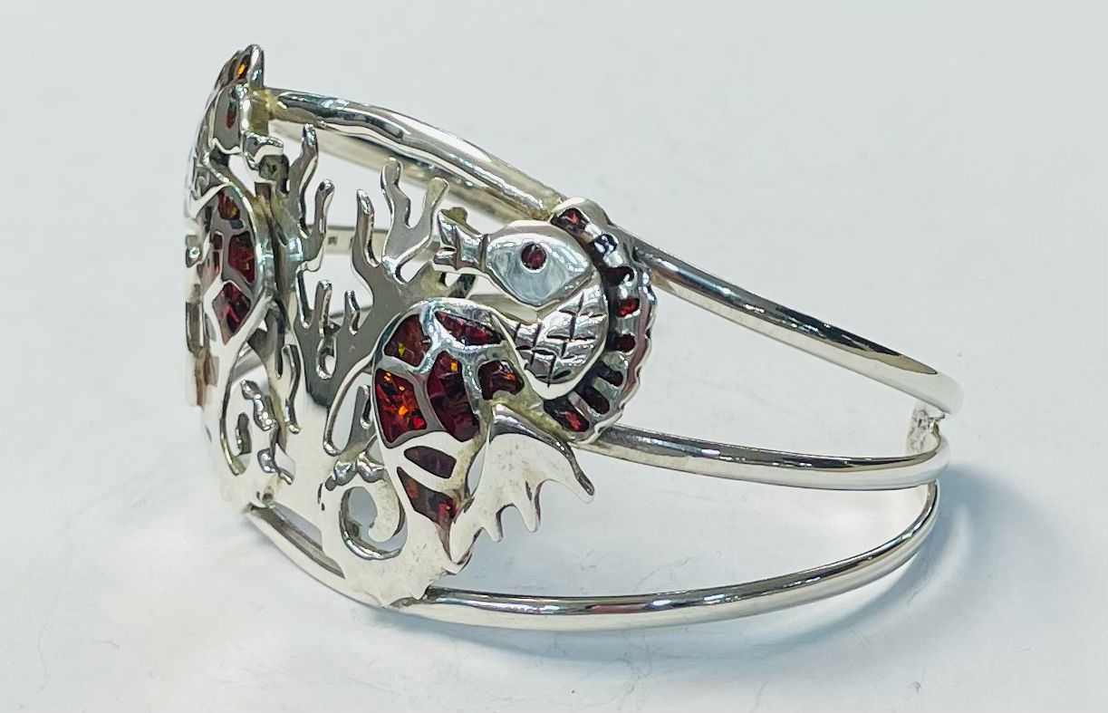 BRAZALETE CON OPALO EN PLATA LEY 925