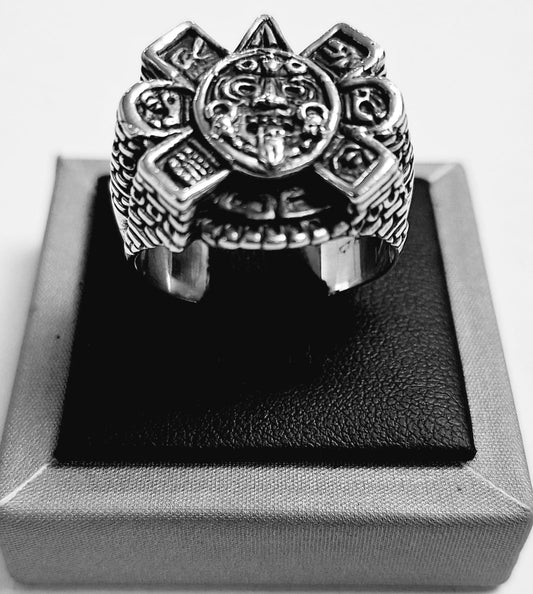 ANILO SOL AZTECA EN PLATA LEY 925