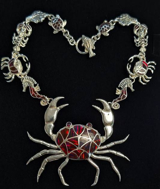 COLLAR CON INCRUSTACIONES DE ÓPALO EN PLATA LEY 950