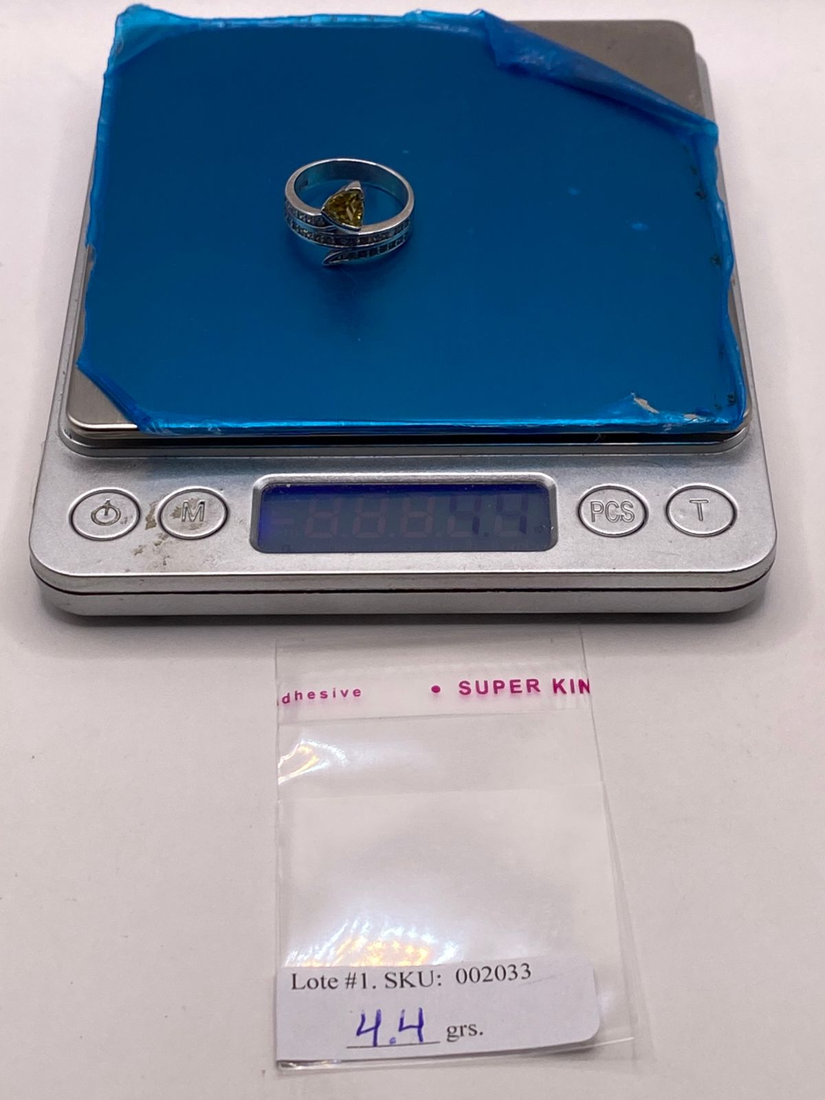 Anillo Abierto con Zirconia Amarilla en Plata Ley 925